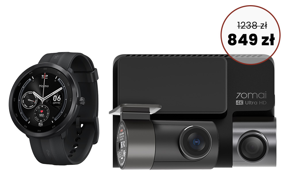 70mai A800S + RC06 + Smartwatch Maimo R GPS Czarny